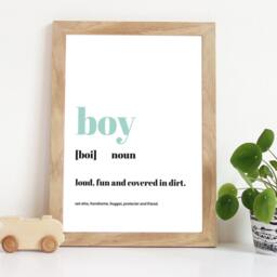 Boy Definition Print, Boys Nursery Prints, Bedroom Decor, Wall Art, Muted Green Blue - thumbnail 1