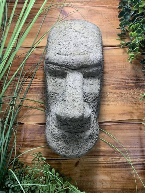 stone Garden Large Easter Island Head Moai Tiki Wall Hanger Plaque Ornament - image 1