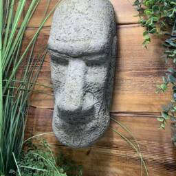 stone Garden Large Easter Island Head Moai Tiki Wall Hanger Plaque Ornament - thumbnail 3