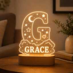 Personalized Initial Letter Acrylic Night Light, Custom Name Lamp, Kids Room Decor, New Baby Gift, Mom Gifts - thumbnail 4