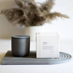 Amber & Suede Candle, Concrete Fall Autumn Man Candle For Him, Coconut Wax
