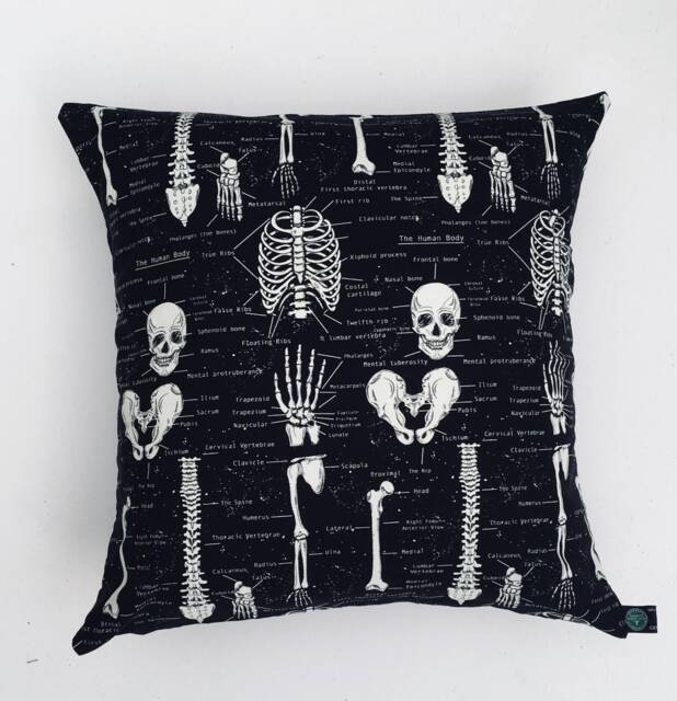Glow in The Dark Skeleton Anatomy Cushion Cover Fits 18 - image 1