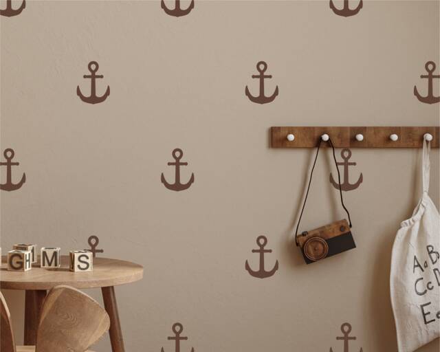 Anchors - Vinyl Wall Decals Peel & Stick Wallpaper Alternative Nautical Ocean Sea Boat Ship Boys Girls Baby Nursery Kids Room D??cor - image 1