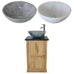Cloakroom Bathroom Vanity Unit Cabinet Oak Quartz Marble Stone Wash Basin 309Bqsbc - thumbnail 2