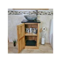 Cloakroom Bathroom Vanity Unit Cabinet Oak Quartz Marble Stone Wash Basin 309Bqsbc - thumbnail 3