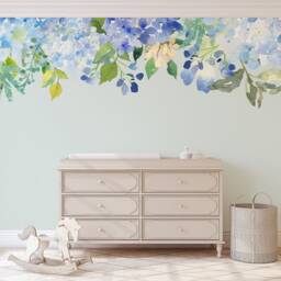 Serenity Pond Floral Wall Mural Blue Mint Lavender Peonies Blooms Wall-To-Wall Decal Watercolor Flowers Blossoms Vinyl Fabric Decals - thumbnail 4