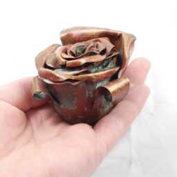 Copper Rose Bud Dish Handmade Metal Sculpture, Jewelry Holder, Ash Tray - thumbnail 1