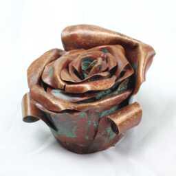 Copper Rose Bud Dish Handmade Metal Sculpture, Jewelry Holder, Ash Tray - thumbnail 3