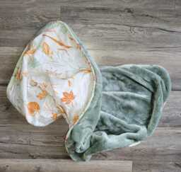 Floral Baby Blanket Sage Green Minky Plush Fleece, Handmade - thumbnail 1
