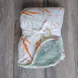 Floral Baby Blanket Sage Green Minky Plush Fleece, Handmade - thumbnail 2