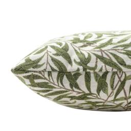 Willow Branch Tapestry Boudoir Cushion in Green. William Morris Style Botanical Leaf Print Sage Green & Beige. 17x12 - thumbnail 2