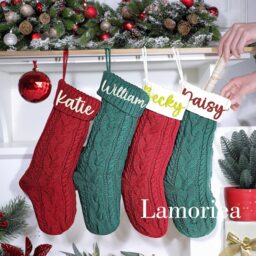 Embroidered Knit Christmas Stockings, Personalized Stockings, Knit Stockings, Family Stockings, Holiday Stockings Gifts - thumbnail 3