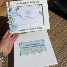 Personalised Baby Keepsake Box, Photo Frame With 6x4 Print Newborn Gift - thumbnail 1