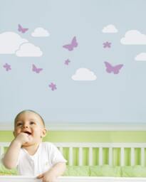 Butterflies in The Sky Decal - Children's Vinyl Wall Sticker - thumbnail 1