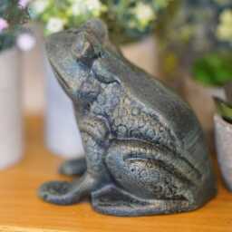 Cast Iron Frog Antique Finish - Metal Toad Statue Animal Home Garden Ornament - thumbnail 3