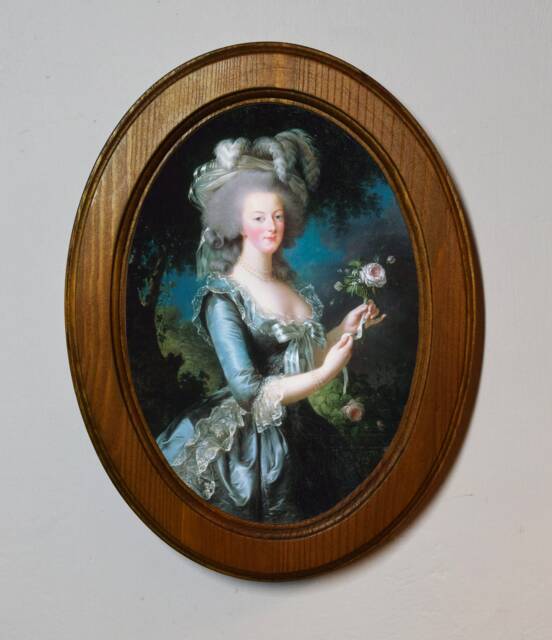 Light Oak Oval Wooden Framed Marie Antoinette Portrait French Baroque Rococo 6 X 4 Art Print Picture - image 1