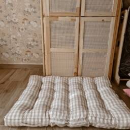 Handmade Gingham Floor Cushion, Cotton Baby Play Mat, 120x80cm - thumbnail 3