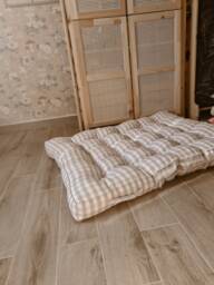 Handmade Gingham Floor Cushion, Cotton Baby Play Mat, 120x80cm