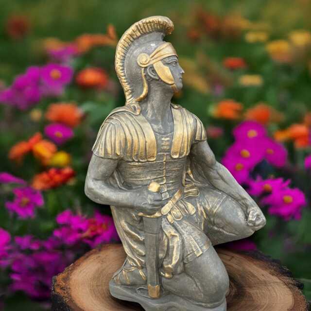 Concrete Warrior Sculpture Stone Medieval Soldier Statue Cement Sword Knight Decoration Front Door Decor Handmade Soldier Lover Gift - image 1