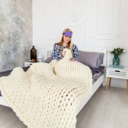 Chunky Knit Blanket, Christmas Arm Knit Wool Blanket, Throw, Throw Gift For Her, Boho Throw - thumbnail 2