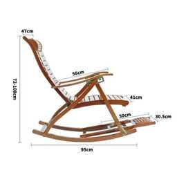 Bamboo Rocking Chair Foldable Recliner Garden Deck Chair Sun Lounger - thumbnail 4