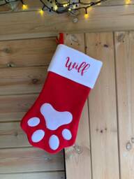 Personalised Pet Christmas Stocking - Dog Stocking Christmas Paw Print Eve - thumbnail 1