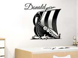 Viking Ship Wall Decal Name Personalized Custom Decals Vinyl Sticker Boat Longboat Art Home Decor Mural Baby Nursery Ms786 - thumbnail 1