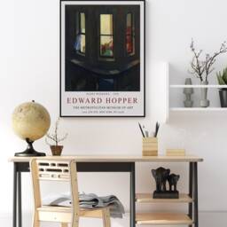 Edward Hopper Exhibition Poster, Night Windows, Wall Art Decor, Realism, Architecture, Scenery, Gift Idea, Minimalism - thumbnail 3