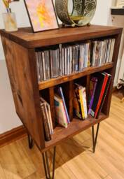 Reclaimed Wood Vinyl Record Cabinet Rustic Industrial Hairpin Leg Storage
