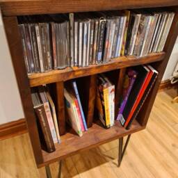 Reclaimed Wood Vinyl Record Cabinet Rustic Industrial Hairpin Leg Storage - thumbnail 2