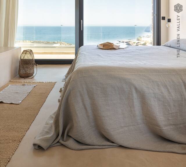 Rustic Linen Oversized Bedspread - Softened Linen Bed Cover - Queen King Size Quilt-Not Bleached Coverlet-Softened Throw Quilt - image 1