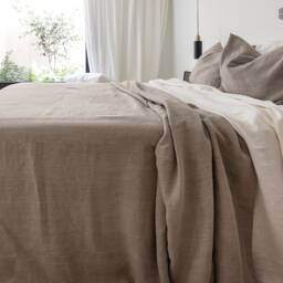 Rustic Linen Oversized Bedspread - Softened Linen Bed Cover - Queen King Size Quilt-Not Bleached Coverlet-Softened Throw Quilt - thumbnail 3