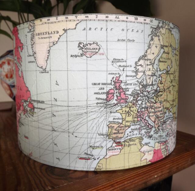 World Map Decoupage Lampshade Shabby Chic Globe Shipping Sea Travel By Fatta Da Mamma - image 1