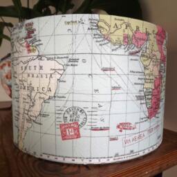 World Map Decoupage Lampshade Shabby Chic Globe Shipping Sea Travel By Fatta Da Mamma - thumbnail 2