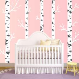Nursery Birch Tree Wall Decal Forest Sticker Removable Realistic Woodland Art Boys & Girls Room - 5 Trees 1308 - thumbnail 3