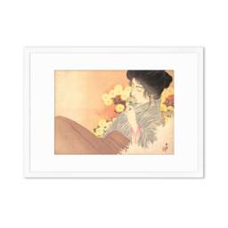 Japanese Woman Bijin Art Print Poster Woodblock Ukiyo-E Kuchi-E Kajita Hanko Framed Mounted Wall Geisha Maiko Kimono Elegant Landscape A3 A2 - thumbnail 3