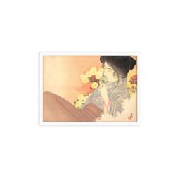 Japanese Woman Bijin Art Print Poster Woodblock Ukiyo-E Kuchi-E Kajita Hanko Framed Mounted Wall Geisha Maiko Kimono Elegant Landscape A3 A2 - thumbnail 2