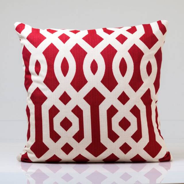 Red Trellis Pillow Cover, Geometric Pindler Fabric - image 1