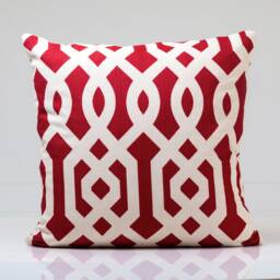 Red Trellis Pillow Cover, Geometric Pindler Fabric - thumbnail 1