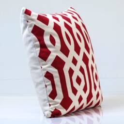 Red Trellis Pillow Cover, Geometric Pindler Fabric - thumbnail 2