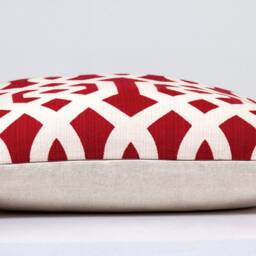 Red Trellis Pillow Cover, Geometric Pindler Fabric - thumbnail 3