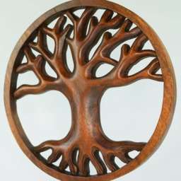 Hand Carved Teak Wood Tree Of Life Wall Art - Bohemian Home Decor - thumbnail 3