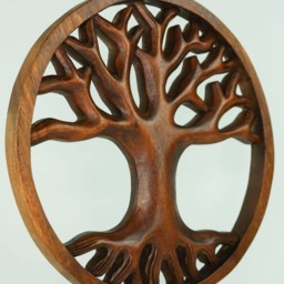 Hand Carved Teak Wood Tree Of Life Wall Art - Bohemian Home Decor - thumbnail 2