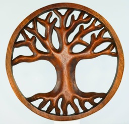 Hand Carved Teak Wood Tree Of Life Wall Art - Bohemian Home Decor - thumbnail 1