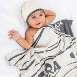 Personalized Organic Cotton Knit Baby Blanket - Fox Design, Handmade in Europe - thumbnail 2
