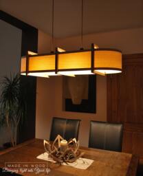 Oak & Ash Wood Chandelier - Modern Kitchen Island Lighting