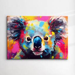 Colorful Koala Wild Animal Abstract Oil Painting Paint Splatter Style Wall Art Framed Canvas Poster Print Home Living Room Decor Pet Gift - thumbnail 3