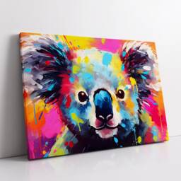 Colorful Koala Wild Animal Abstract Oil Painting Paint Splatter Style Wall Art Framed Canvas Poster Print Home Living Room Decor Pet Gift - thumbnail 2