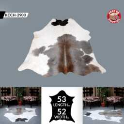 Black & White Cowhide Rug Natural Hair-On Leather - 53x52 Inches - thumbnail 2