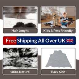 Black & White Cowhide Rug Natural Hair-On Leather - 53x52 Inches - thumbnail 4